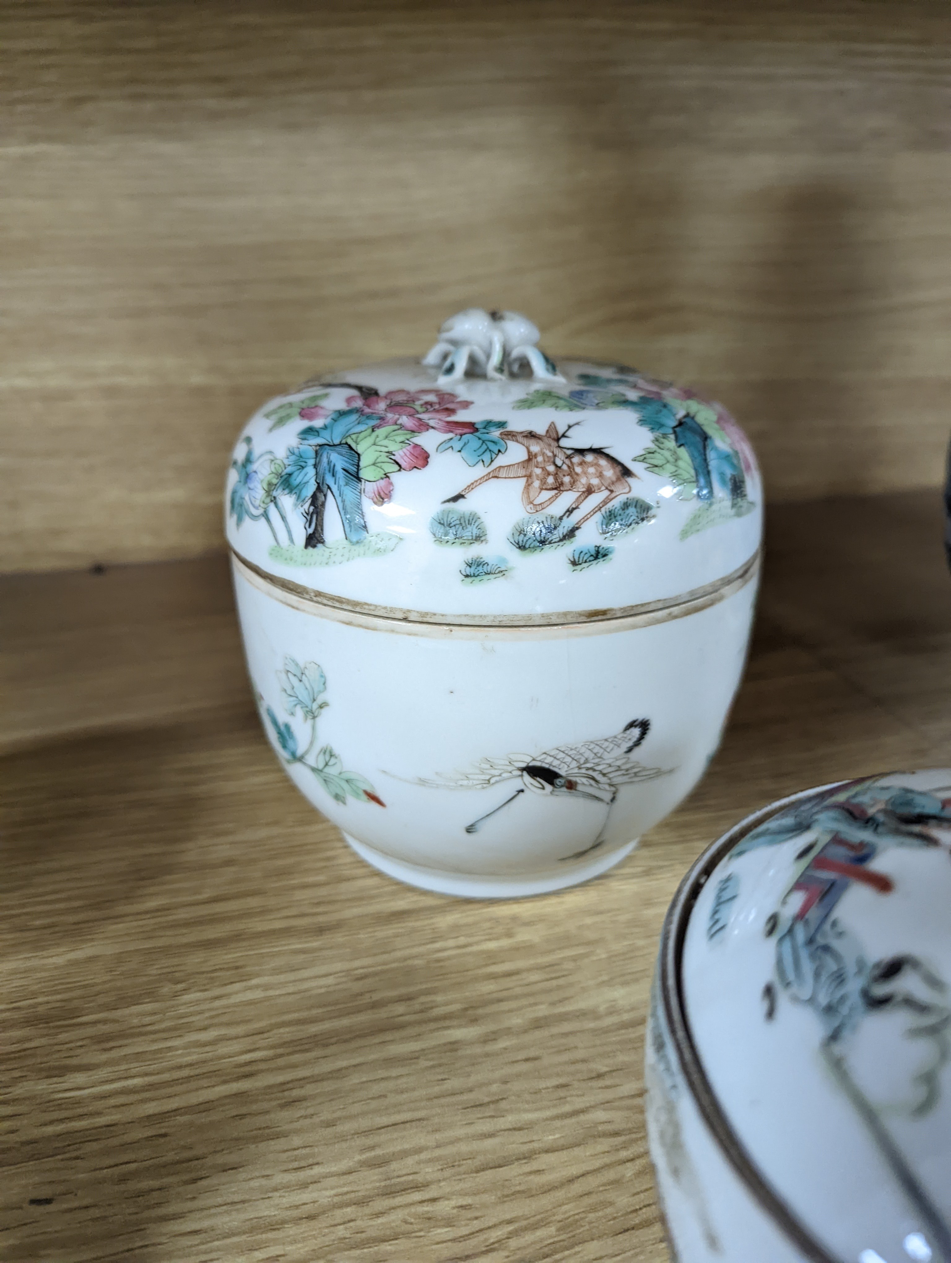 A Chinese famille rose teapot and a similar covered bowl, Tongzhi mark and period 13cm